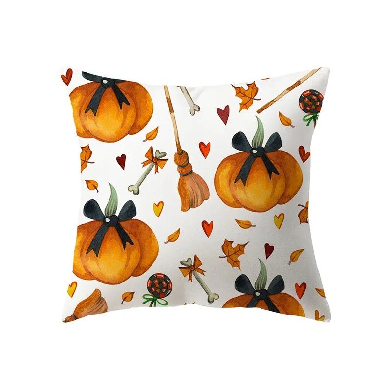 Halloween Theme Horror Pumpkin Print Pattern Cushion Cover Home Living Room Sofa Decoration Square Pillow