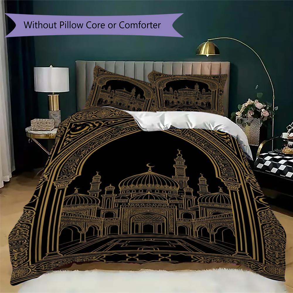 Muslim Pattern Bedding uilt Set uilt Cover Pillowcase Home Decoration Birthday Gift (1 * duvet cover + 2 * pillowcase  without core)125