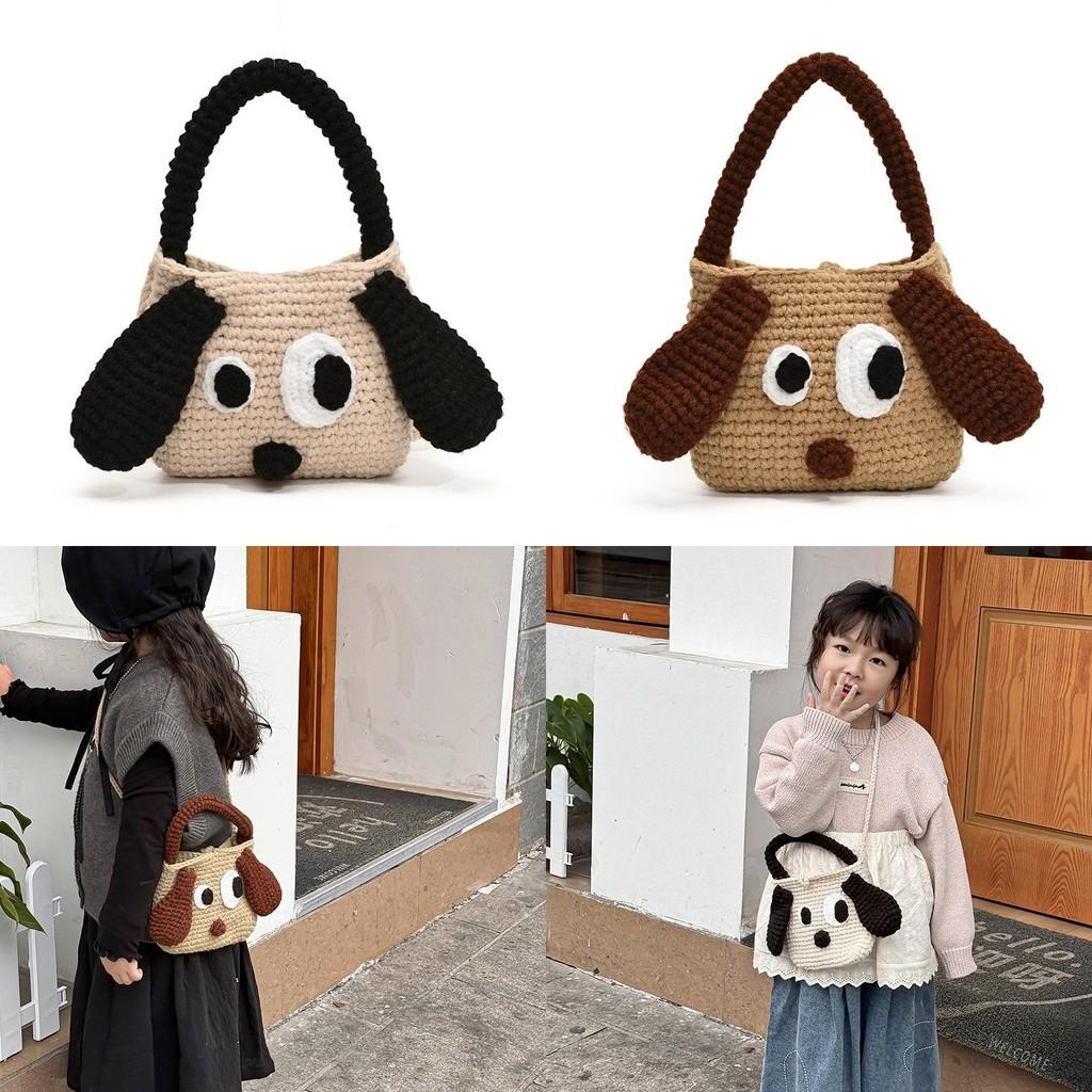 Toddler Knit Kids Bag Handbag With Cartoon Dog Design And Lightweight Style