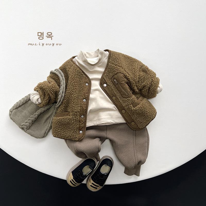 Casual Fleece Lined Thick Warm Winter Sweatpants For Unisex Little Kids