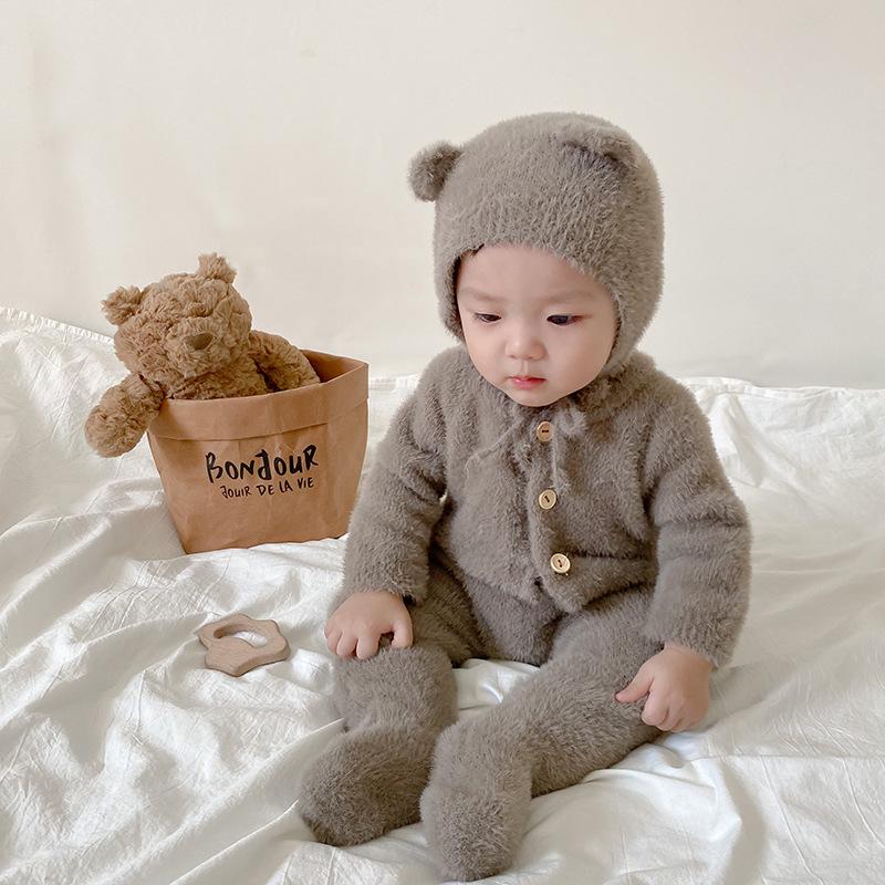 Influencer Baby Autumn Onesie Cute Bear Mink Velvet Romper