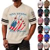 Men V Neck Short Sleeve Jersey Style T Shirt with 250 Years 1776 2026 Print and Graphic Sports Top
