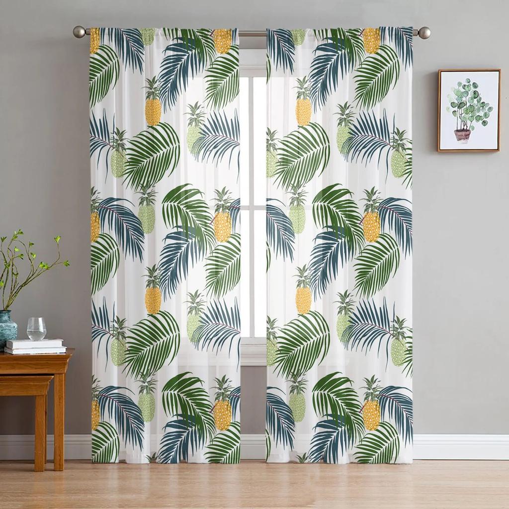 Tropical Plant Decoration Sheer Curtains Window Curtains For Living Room Bedroom Blinds Kids Room Home Decor