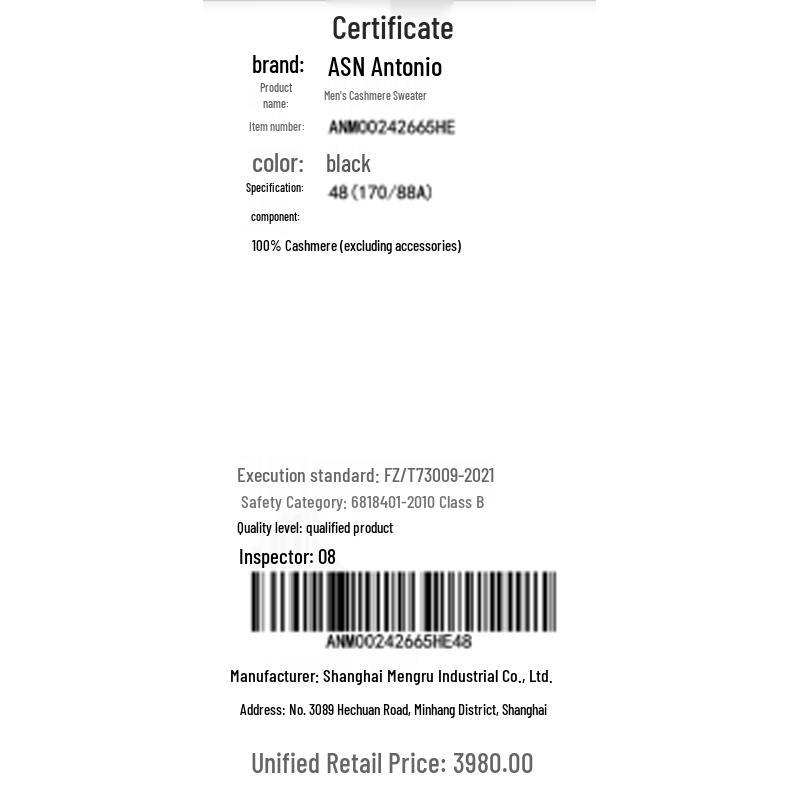 Antônio Men's 100% Cashmere Turtleneck Sweater