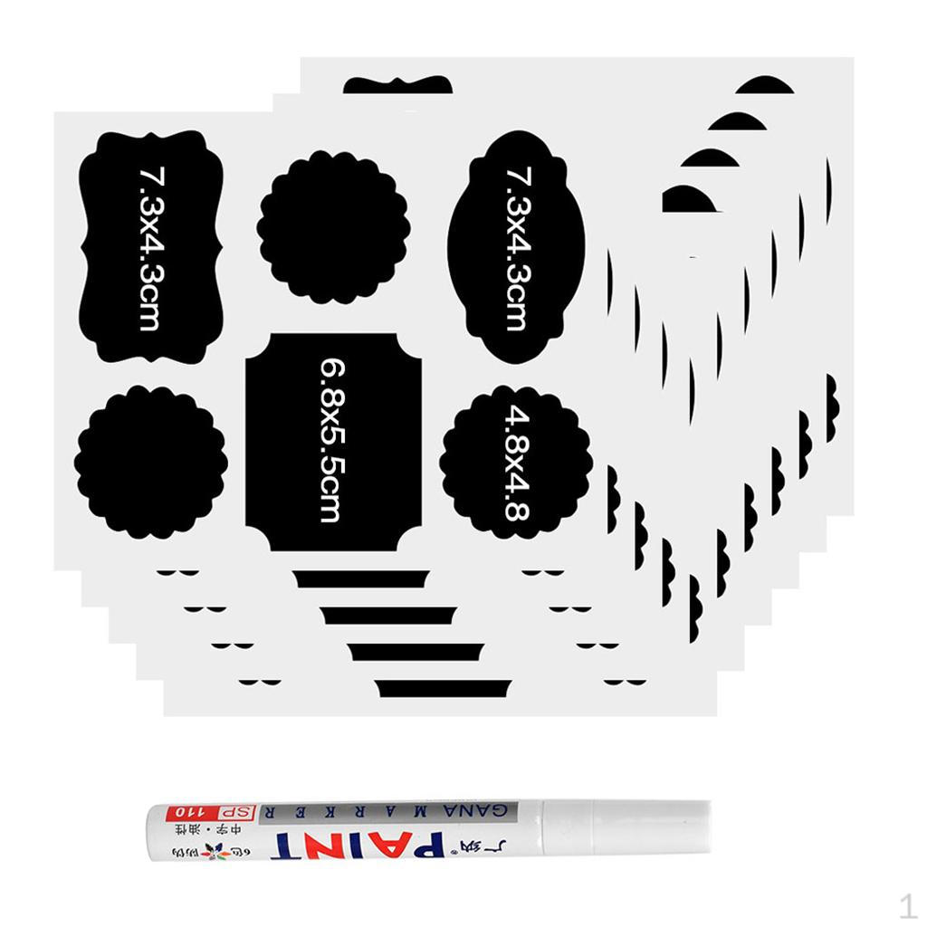 

Наклейки с наклейками для классной доски, 10 листов (Всего 60 наклеек + 1 ручка), Большой для стеклянной тары