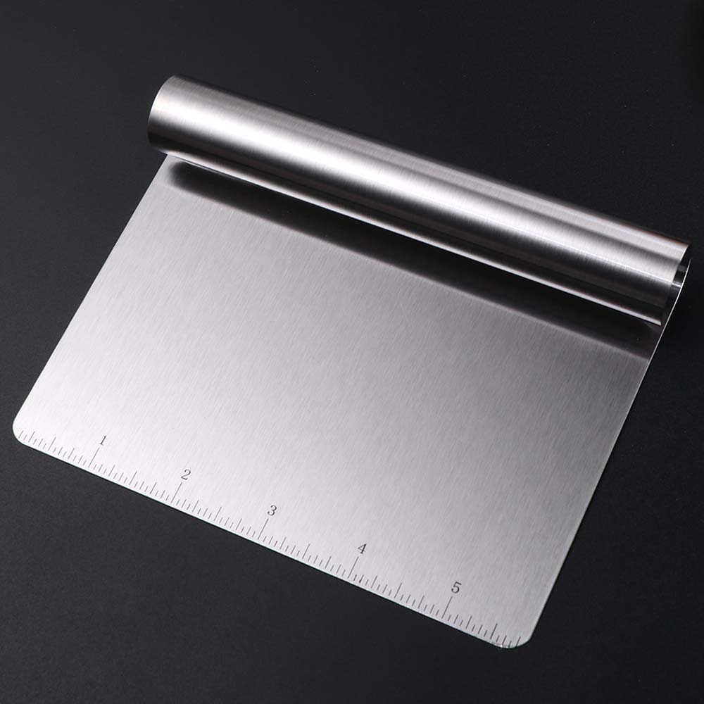 Stainless Steel Bench Scraper Curled Edge Pastry Spatula Easy To Clean Pancake Scraper  Cake