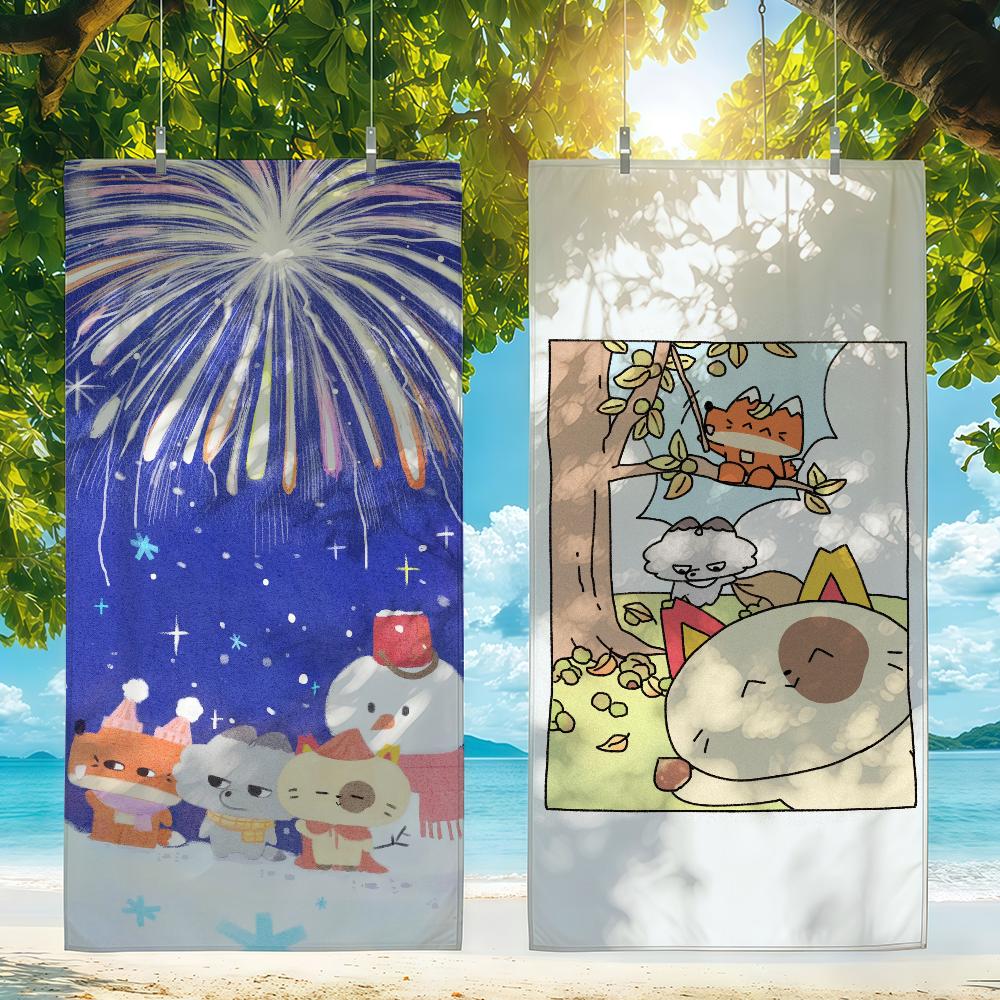 Cute PawPals Puff Phos Woon Towel For Swim Yoga Gym Quick Drying Soft and skin-friendly Beach Towels All-Season