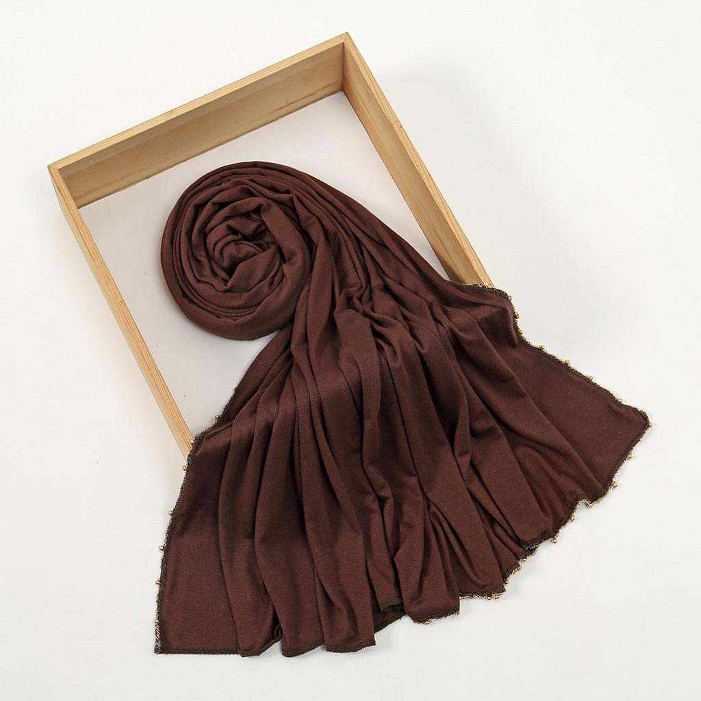 Fashion Chain Modal Jersey Hijab Scarf For Women Muslim Hijab Stretch Shawl Plain Muslim Headband Solid Color Long Muffler