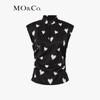 MO&Co. New Chinese Style Silk Tie-Strap Heart Print Top