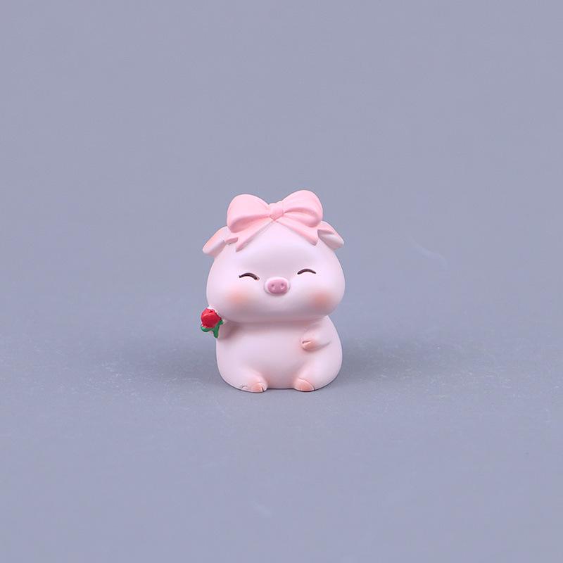 Creative Piggy Resin Ornament for Car and Office Decor