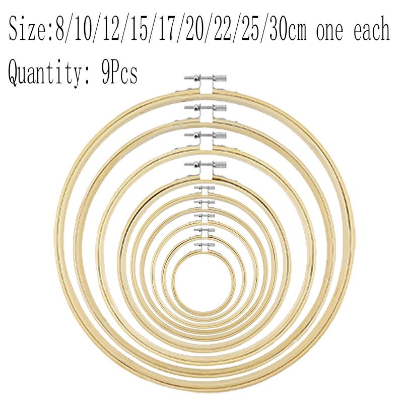 1-9pcs 8-36cm Wooden Embroidery Hoops Frame Set, Cross Stitch Rings for Sewing Craft, Home Decor & Party Decoration