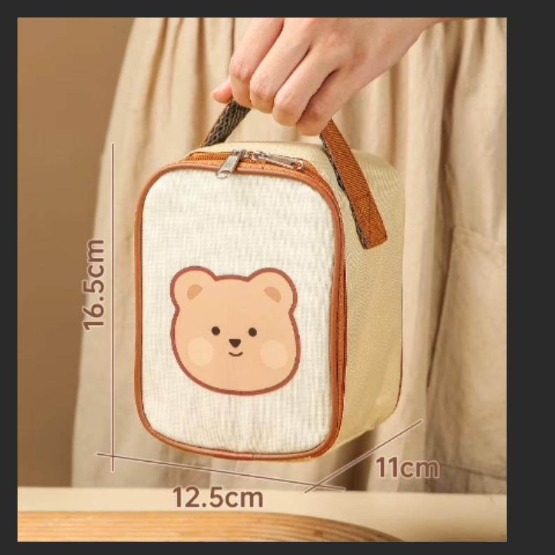 Nerezová krabička na oběd Bento Box Roztomilý medvěd Nepropustná nádoba na jídlo Tepelný pohár pro venkovní kancelář na teplé nebo studené jídlo