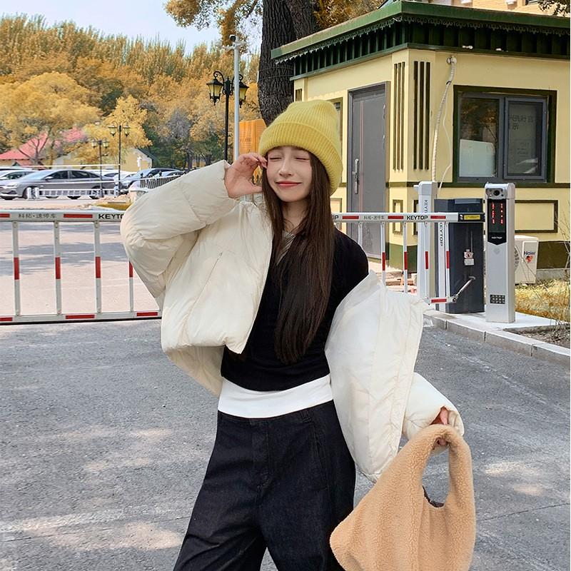 2026 Womens Short Cotton Puffer Coat Loose Warm Casual Winter Streetwear