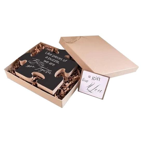 Dřevěná puzzle dekorace stolní puzzle ve tvaru ozdoby suvenýr dárek na rozloučenou a projev vděčnosti pro kolegy přátele