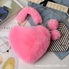 Autumn and winter new portable love wool bag fashion chain crossbody plush bag heart bag red fur straw bag hand carry