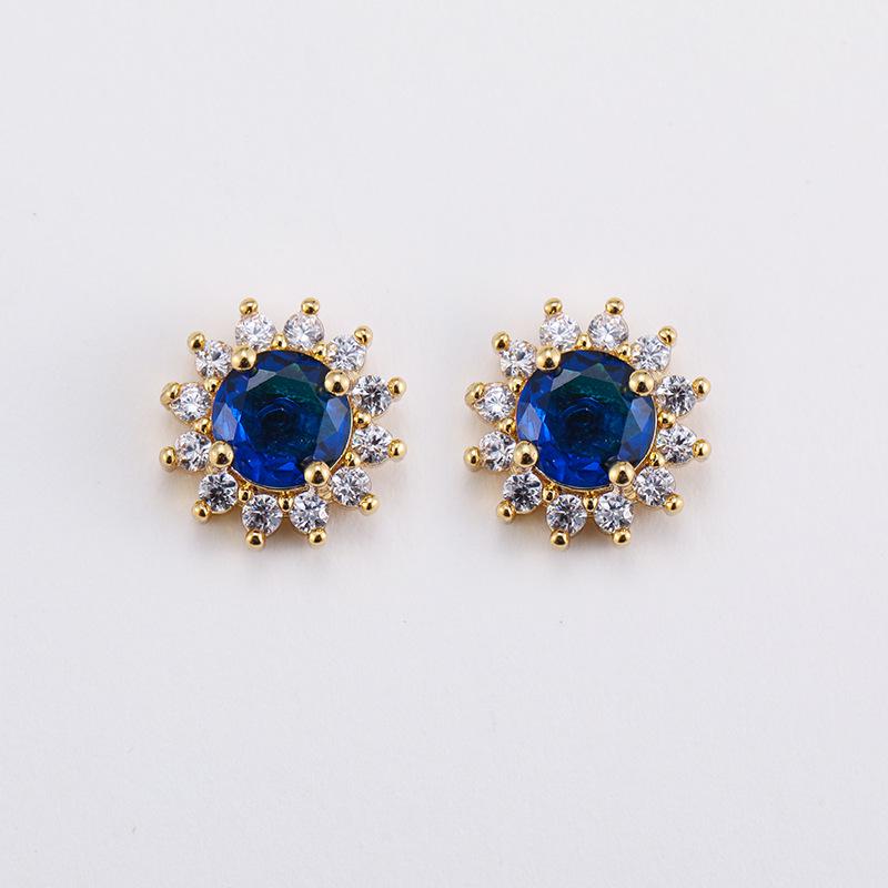 Elegant Sapphire Zircon Stud Earrings for Women - Unique Autumn/Winter High-End 925 Silver Post Design.