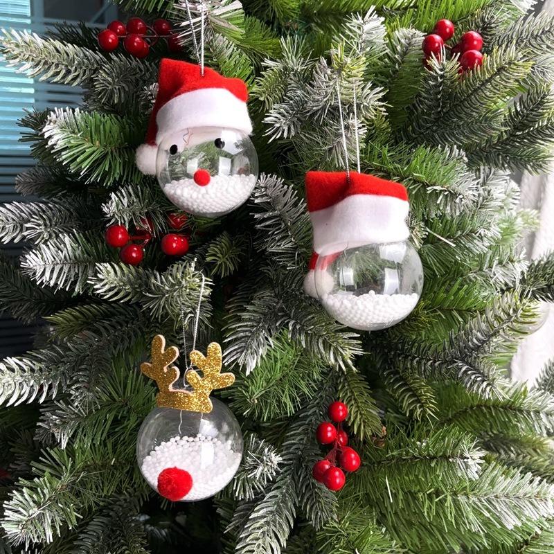 New Christmas Disco Ball Ornaments Elk Hat Xmas Tree Pendant Snowman Santa Claus Hanging Ball Merry Christma Decor New Year 2025
