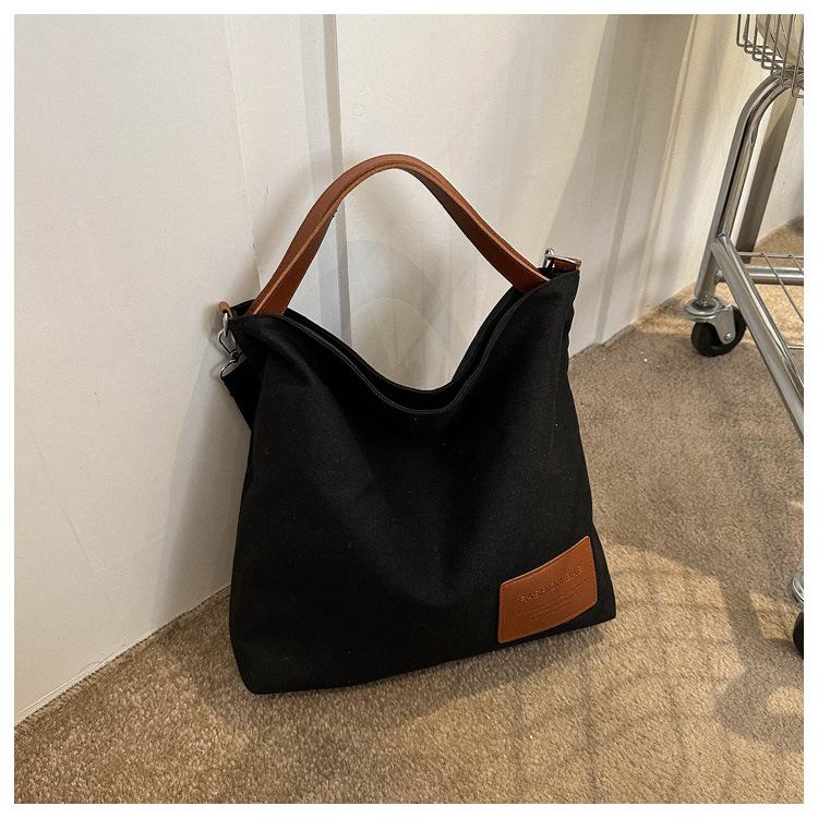 

Холщовая сумка женская новая повседневная на плечо студенческая большой вместимости портативная сумка для покупок сумка-тоут сумка-мессенджер чёрный