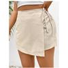 Spring Summer New Solid Color Tie Waist Elastic High Waist A-line Skort Women Casual Summer Shorts Skirt