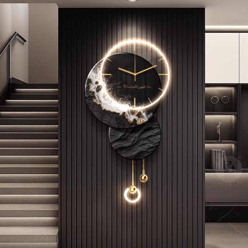 Modern Living Room LED Wall Clock Luxury Design Silent Number Clock Nordic Wall Watch Korean Creative Mural Lamp Room Decor