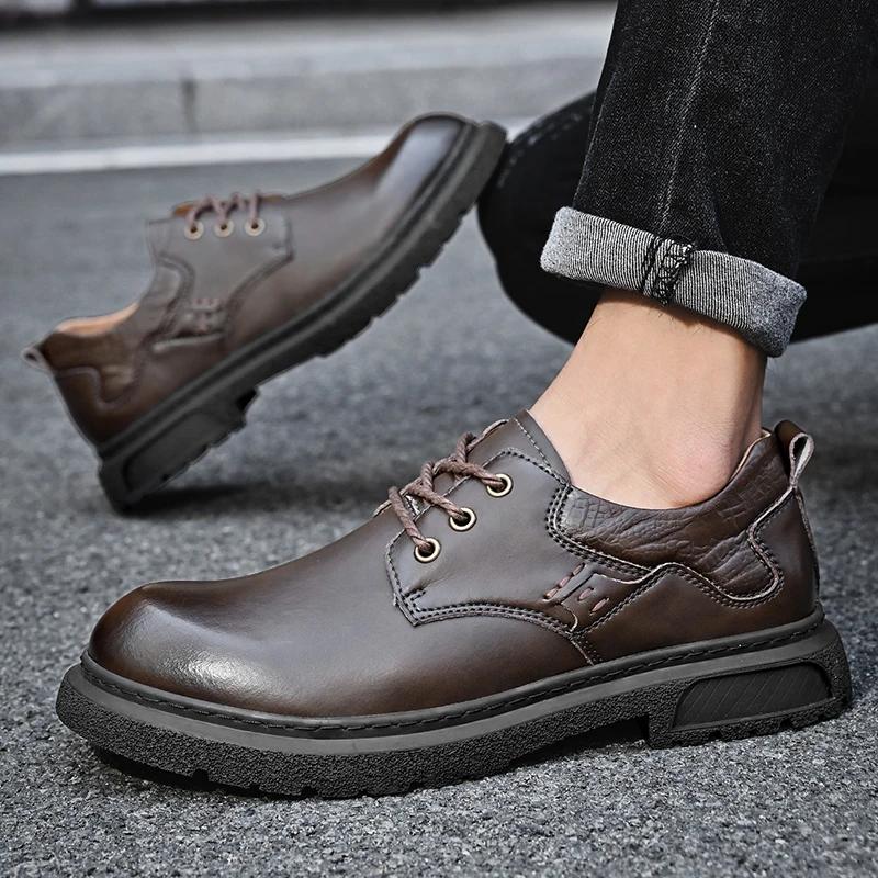 Мужская кожаная повседневная обувь ручной работы — фото 6