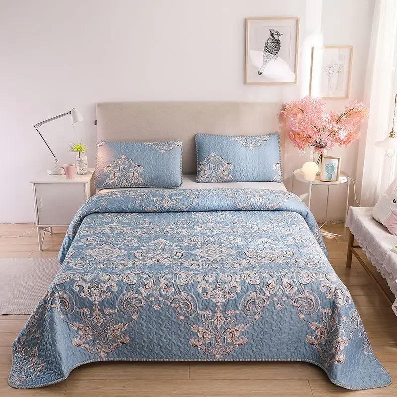 

Покрывало из стираного хлопка, стеганое покрывало размера Queen King Size, в пасторальном стиле, нескользящая простыня, одеяло, теплое постельное белье с принтом 220x240cm