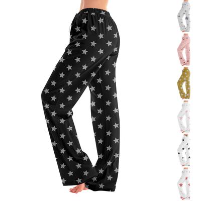 Kadın Pijama Pantolonu Gecelik Rahat Bağcıklı Elastik Bel Pantolon Rahat Düz Yoga Bol Pantolon