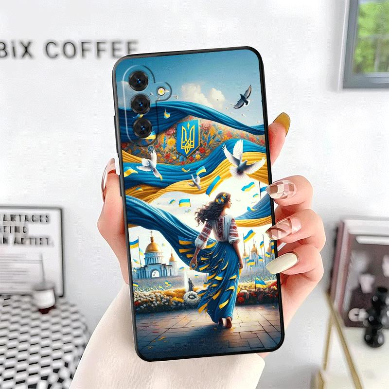 Blue Yellow Ukrainian Girl Soft Phone Case for Samsung A17 A37 A57 A16 A26 A36 A56 A15 A25 A35 A55 A14 A24 A34 A54 A13 A23 A33 A