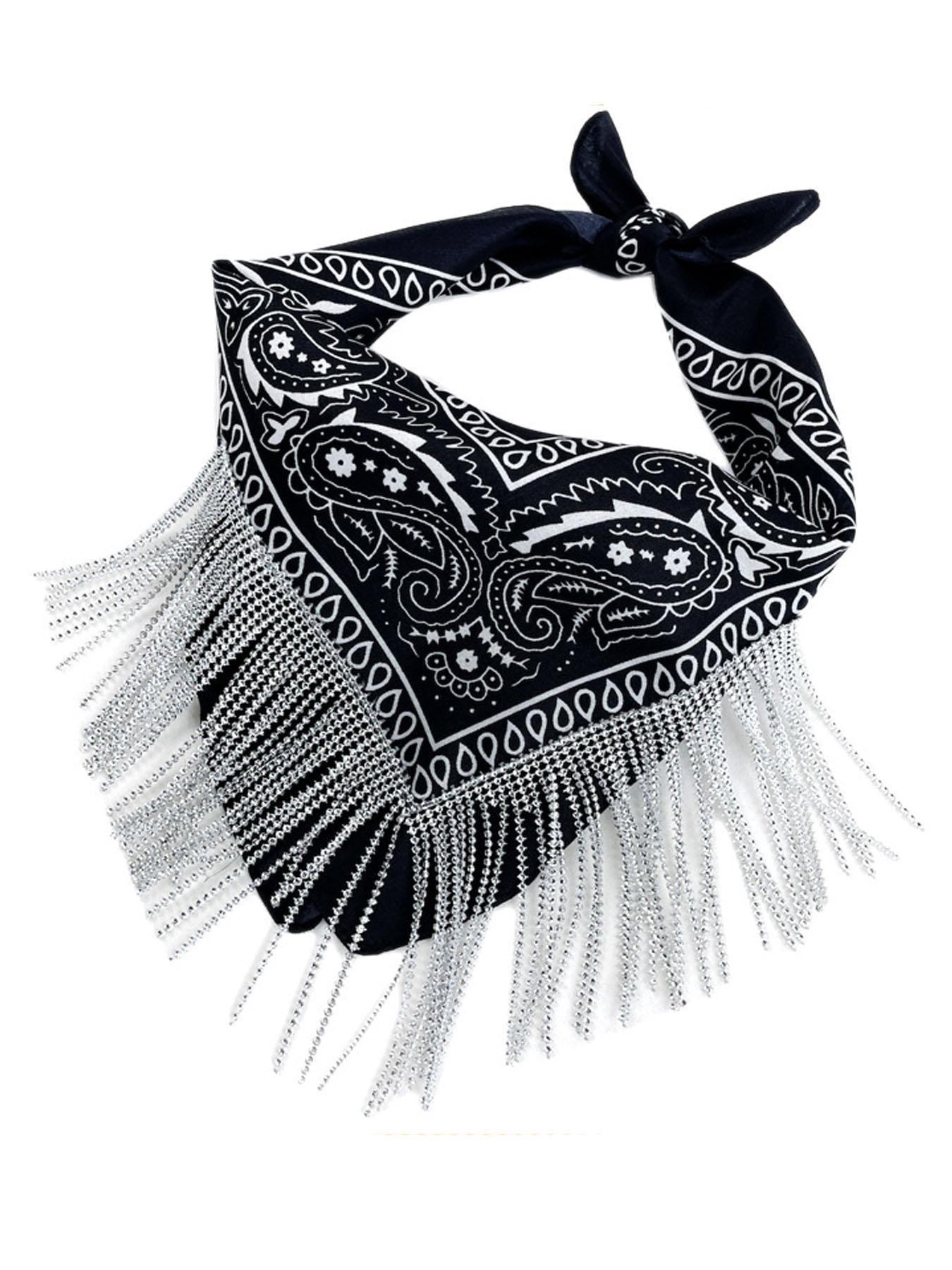 

Мальчишник Диско Вечеринка Шарф Цветок Кешью Имитация Бриллианта Кисточка Шарф Ретро Хип-Хоп Украшение для Вечеринки One Size чёрный