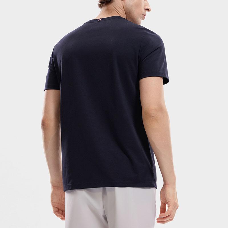 FILA Letter Print American Vintage Knit Classic Business Casual Crew Neck Short Sleeve T-Shirt Men T-Shirts Legendary-Blue F11M331112F-NV