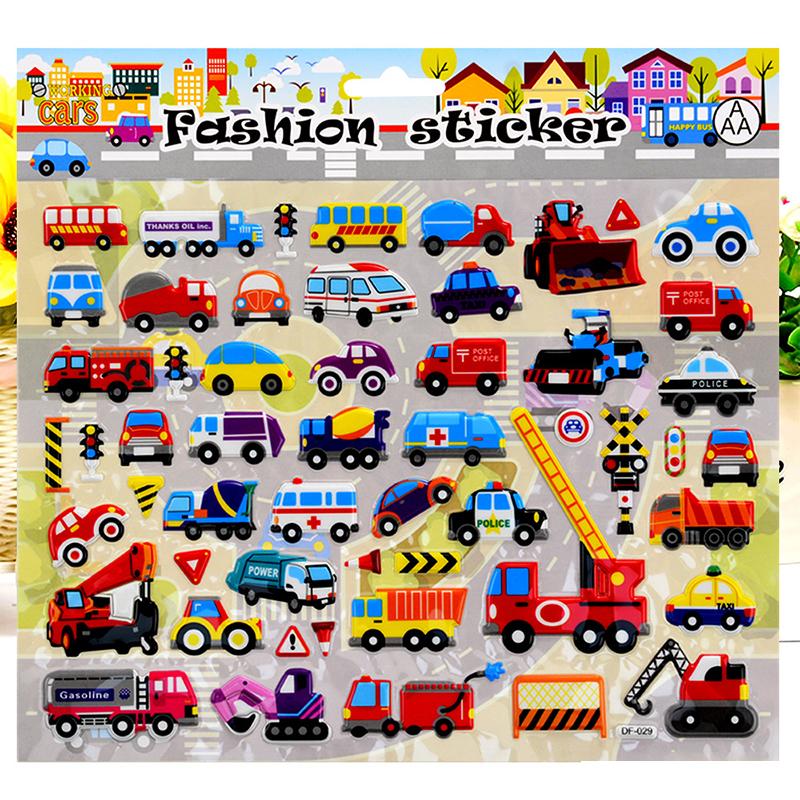 3D Bubble Sticker Car Truck Plane Traffic Waterproof Cartoon Anime Stickers For Girl Boy Kids Funny Educational Toys