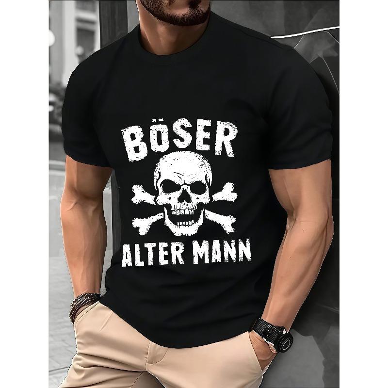 

Men S Stylish T-Shirt, a Round-Neck Knitted Top Featuring a Vintage Distressed Skull Print. It Perfectly Appeals to Men 4XL чорний