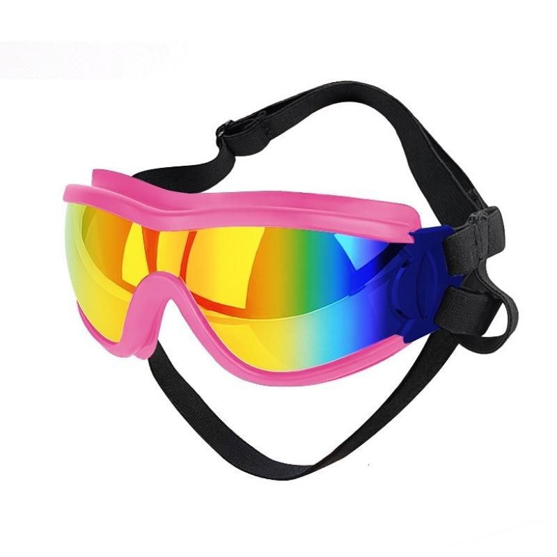 Hundebrille Rosarot Wasserdicht Sonnenschutz Sonnenbrille UV-Schutzbrille PC Gummi Nylon Gurtband Hunde Zubehör Kopfbedeckung Haustierbedarf