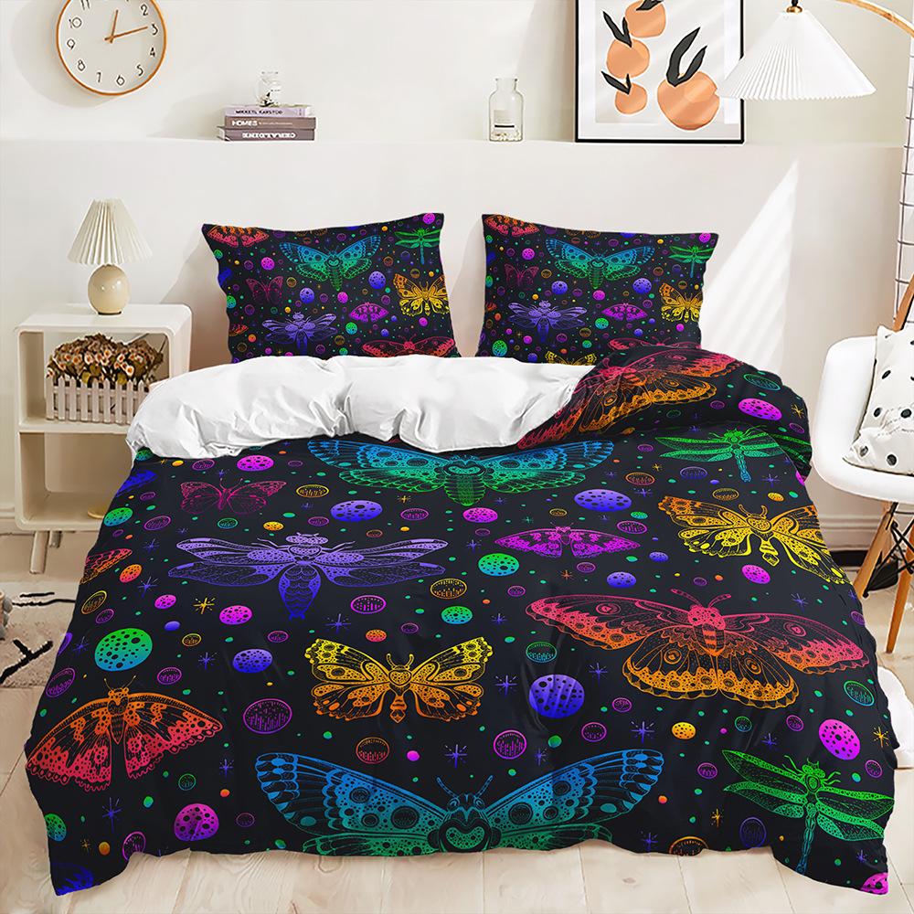 Three-Piece Butterfly Quilt Set Two-Piece Bedding Set Digital Printing 3D Set