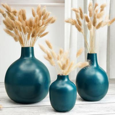 Metal Flower Vase For Home Dcor Living Room Office| Table Decorative Festivals Birthday Opal Blue