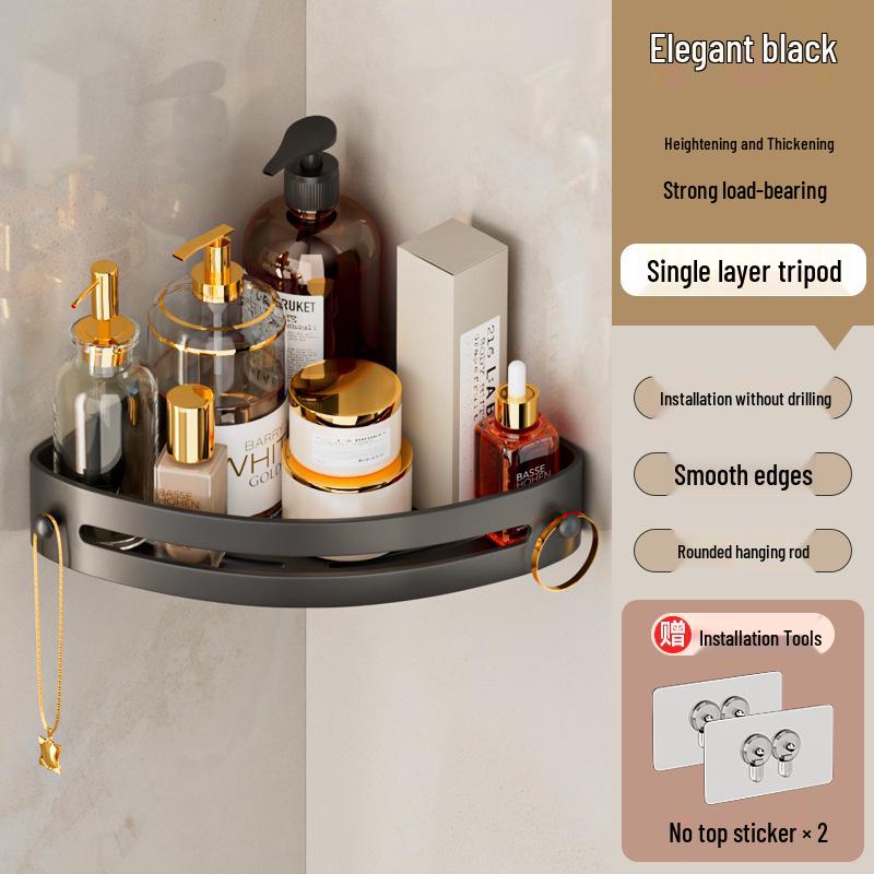 Nail-Free Wall-Mounted Bathroom Storage Shelf and Organizer