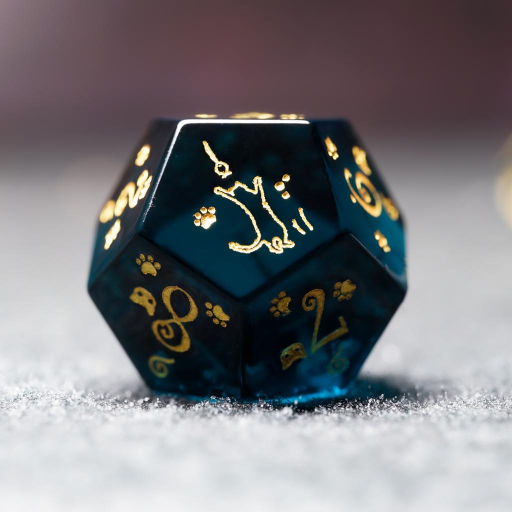 Color blue crystal cat theme COC running group dice dnd dice Cthulhu running group D20 group 20-sided dice