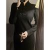 The Daughter of the Republic of China Improved Cheongsam Women's New Long Black Sweater Knitted Dress Women's Autumn and Winter
