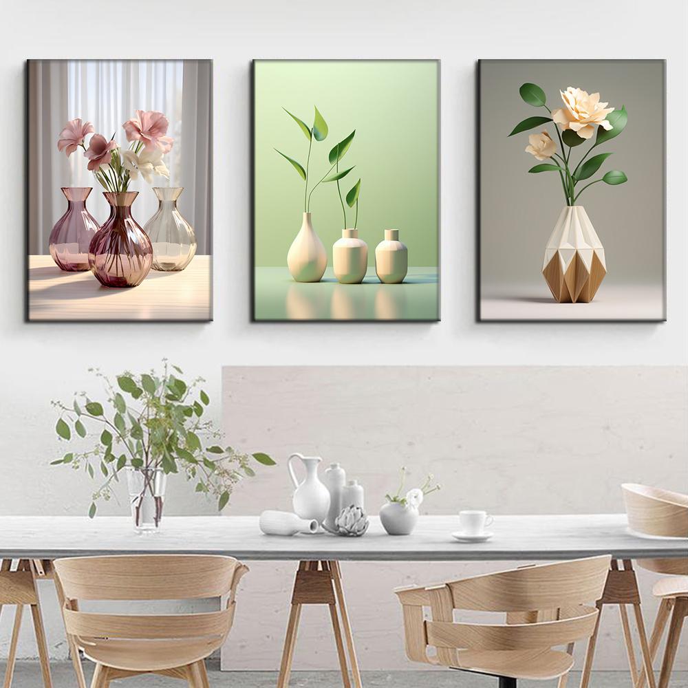 Modern Vase Canvas Painting Poster Wall Pictures Stylish Restaurant and Hotel Wall Art Canvas Paintings