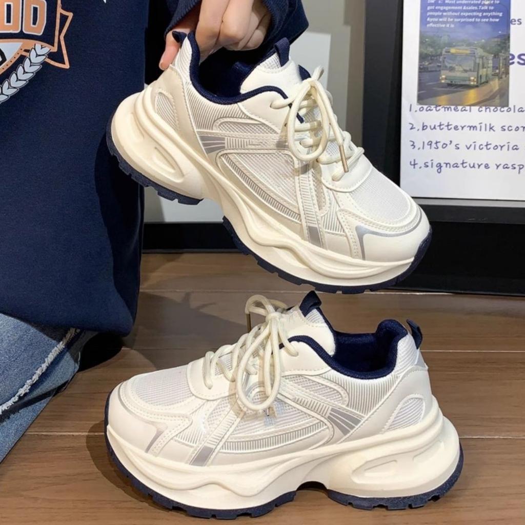 Mode Damen Schuhe Plateau Erhöhung Mesh Atmungsaktiv Mode Vielseitig Frühling Retro Sportlich Lässig Leicht Dad Schuhe
