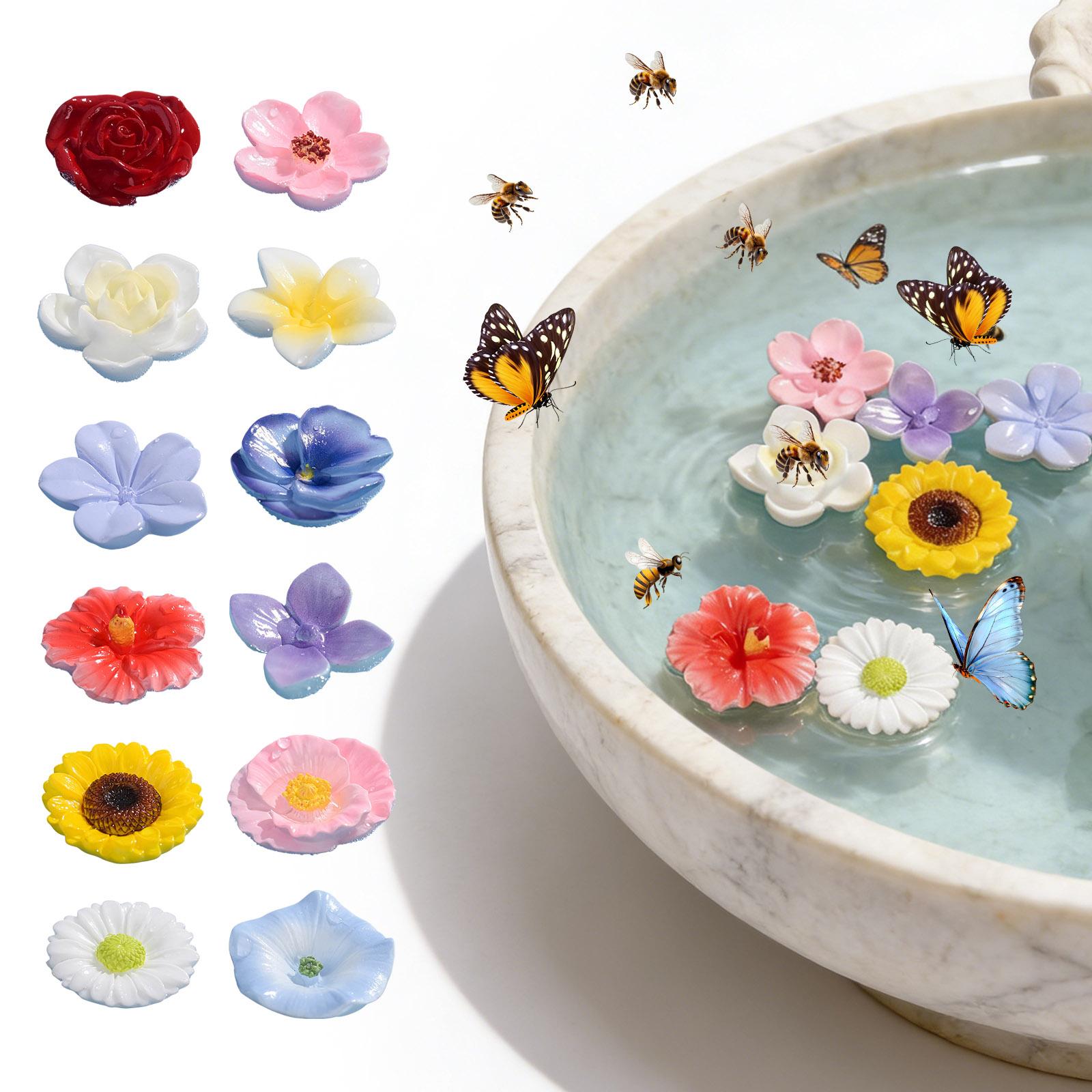 

Bee Waterer Resin Floating Water Simulation Flower Floating Ornament Micro Decoration Multi Color Home Gardening Accessories One Size