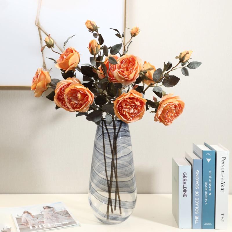 

Autumn-colored Rose Artificial Rose Bouquet for Home Living Room Dining Table Decoration Artificial Flowers фіолетовий/рожевий
