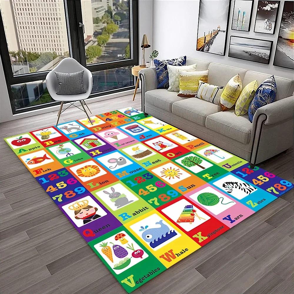 Alphabet ABC Carpet Early Education Cartoon Children Crawling Rugs Non-slip Bedroom Living Room Sofa Home Decoration Floor Mat