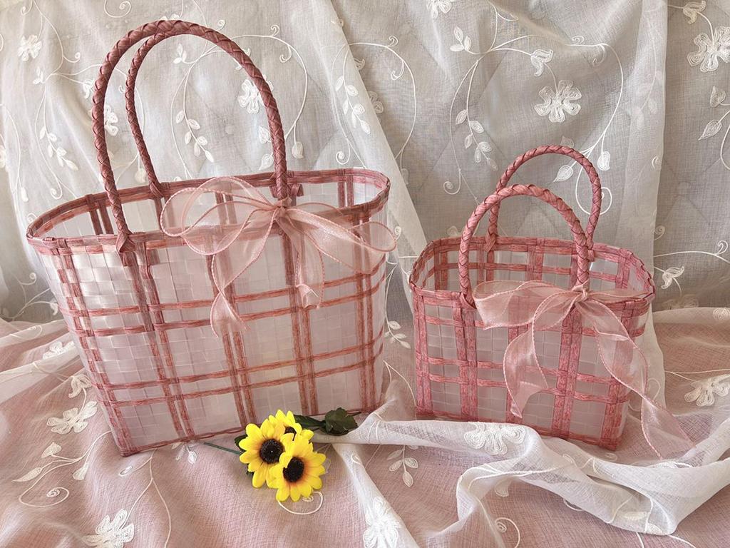 Brautjungfern-Souvenir-Tasche: Geflochtene Gelee Strandhandtasche Korb für den Urlaub