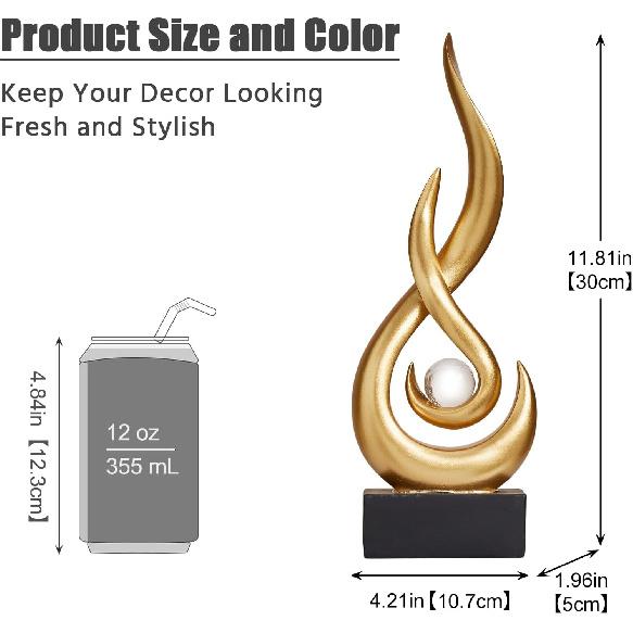 Modern Abstract Art Table Decoration,Resin Gold Statue Modern Ornaments for Living Room Great Gift Idea Home Decor 5 * 2.5 * 10.5 inch,Home