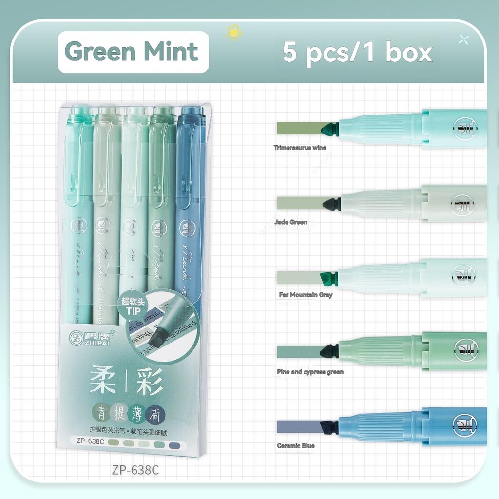5pcs/set Pastel Highlighters Marker Colors Fluorescent Hook Pen Colored Mark Pen Japanese Stationery School Supplies Kawaii