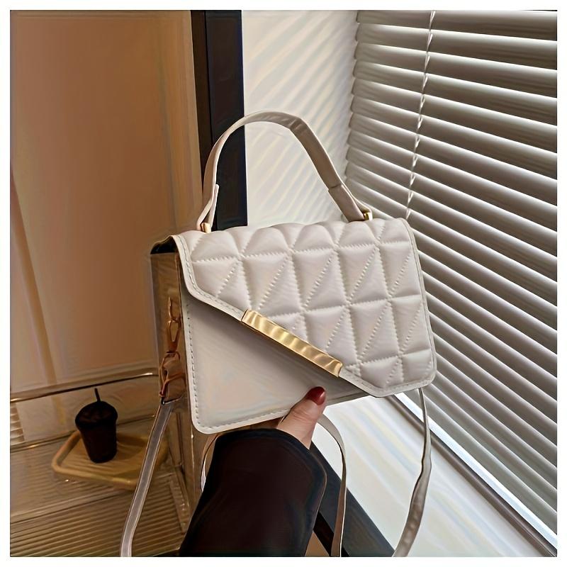 

Diamond Quilted Pattern, Adjustable Shoulder Strap Fashion Small PU Crossbody Bag - White, Black, Khaki, Sky Blue, Messenger Bag, Lightweight белый