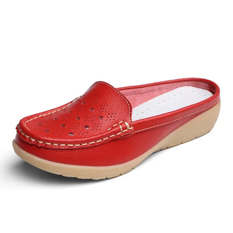 Fashion New Women's Wedge Shoes Female Round Toe Hollow Out Casual Half Slippers Moccasins Leisure Ladies Slip on Sneakers Mules