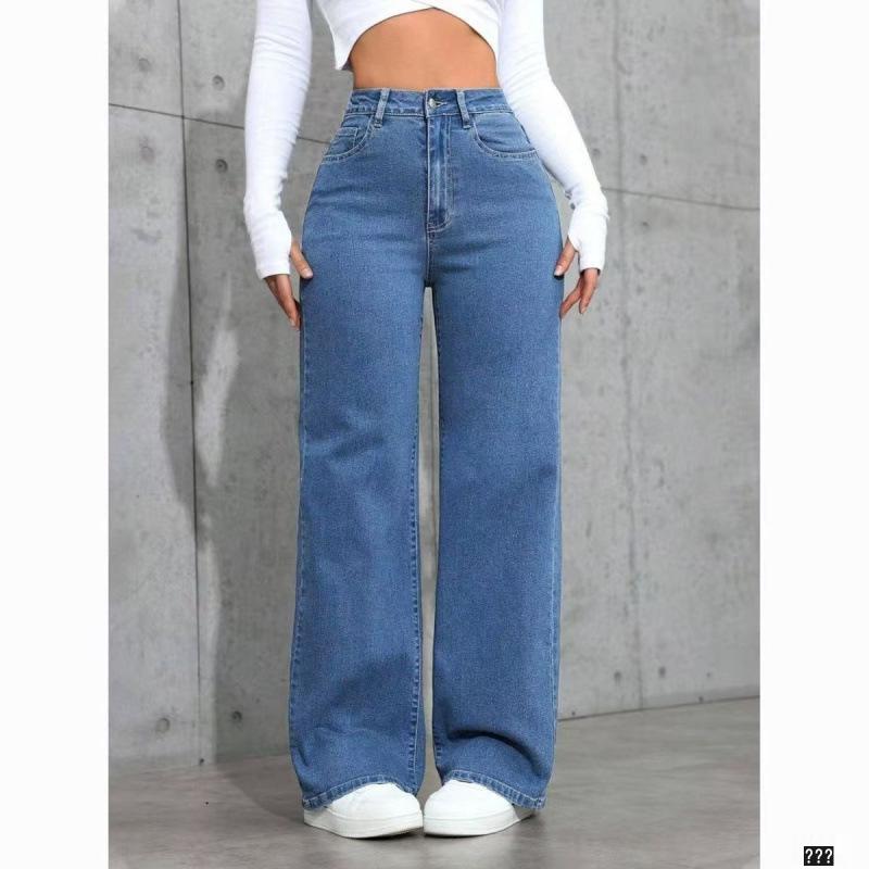Cross-Border Plus Velvet Fashion Jeans for Women - European/American High Street Straight Loose Style
