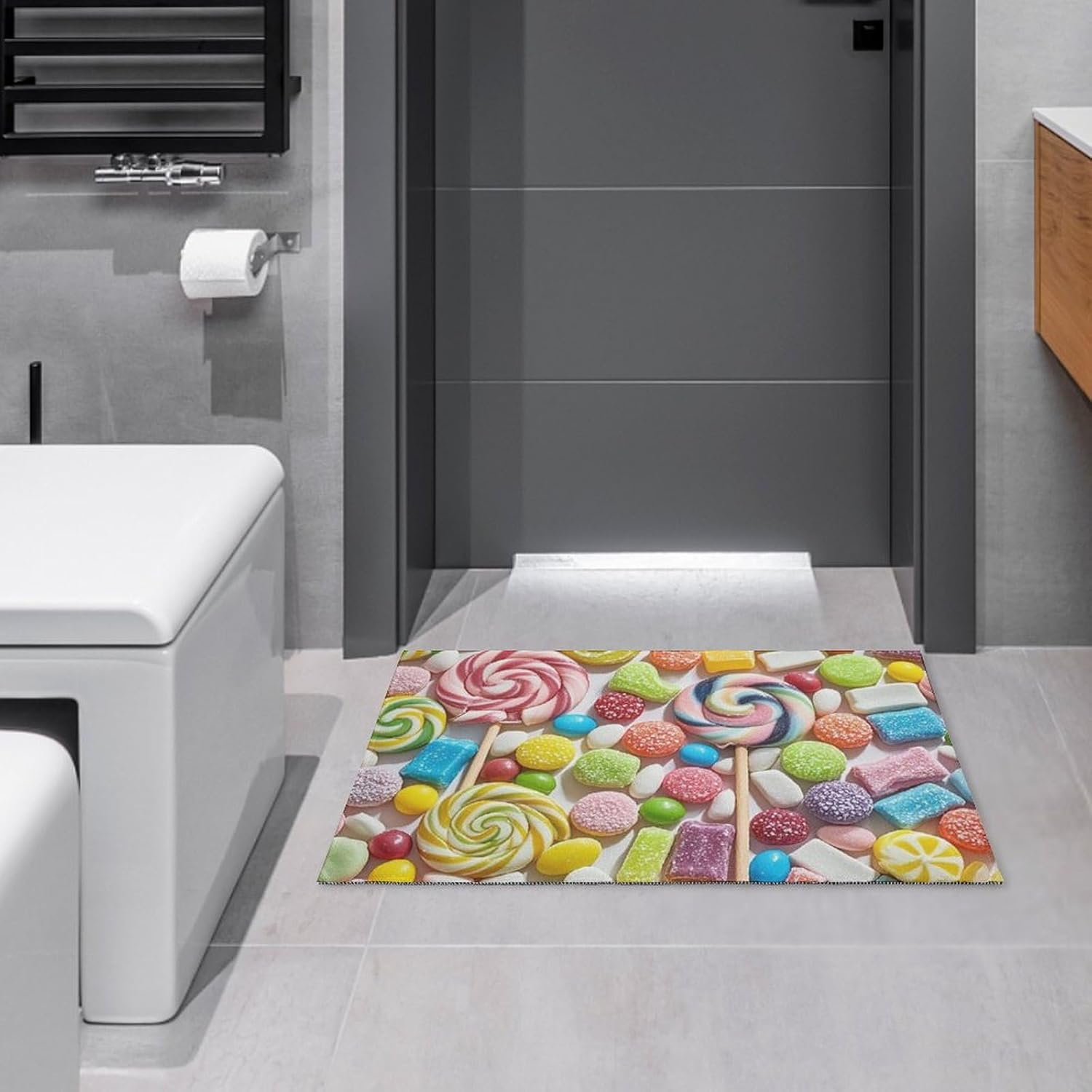 

Crystal velvet carpetSweet Candy Backdrop Area Rug for Living Room Non Slip Furry Carpet Indoor Machine Washable Rug Entryway Fl 60x90cm